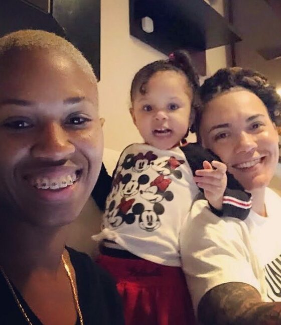 Family selfie with Carla, Cecily, and Adaliza smiling big